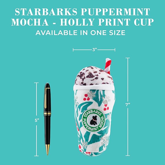 Haute Diggity Dog Starbarks Puppermint Mocha Plush Dog Toy for Small, Medium & Large Dogs, Interactive Funny Holiday Squeaky Toys, Soft, Durable, Machine-Washable, Safe & Cute Birthday Gift for Dogs