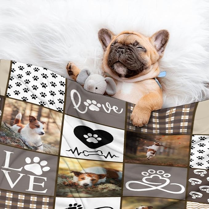 Personalized Pet Blanket Custom Name Photo Puppy Gift for Dogs Cats Lovers Mom Dad Soft Cozy Fleece Throw Bed Sofa Travel Extra Large 120/''x90/''