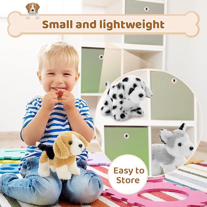 Tezituor 6 Pcs Bulk Dog Stuffed Animals, Fluffy Assorted Stuffed Puppy Plush Toys for Kids, 11" Doll Set for Dog Themed Party Favors Gift (Standing)