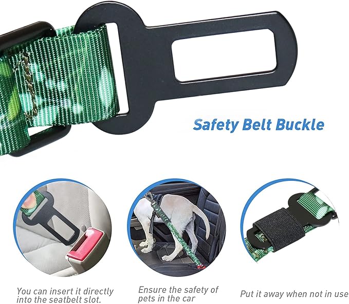 Hotsky Tactical Dog Leash Heavy Duty for Medium Large Dogs That Pull,4-6Ft Strong Bungee Shock Absorbing No Pull Dog Leash with Padded Double Handle and Car Seatbelt,Leaves