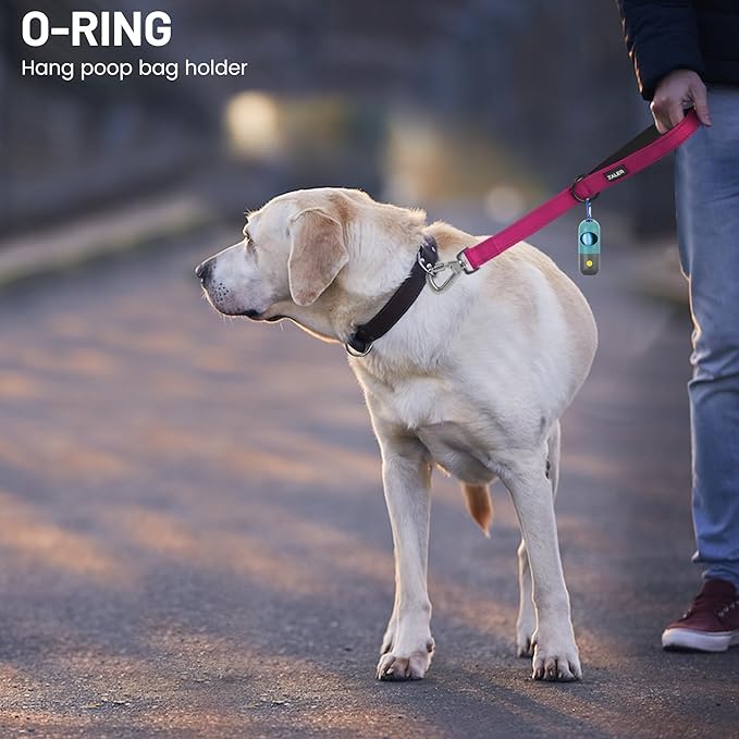 ZALER Short Dog Leash 2 ft, 24 Inches Traffic Leashes for Dogs, Nylon Reflective Dog Lead with Padded Handle, Heavy Duty Pet Leash with Carabiner Clip for Large and Medium Dogs (24" Pink)