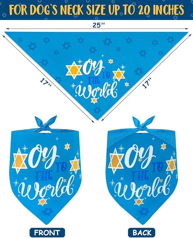 Hanukkah Dog Bandanas 4 Pack Chanukah Menorah Pet Scarf Set Reversible Triangle Bibs Kerchief Gift for Dog Pet Holiday Costume Accessories