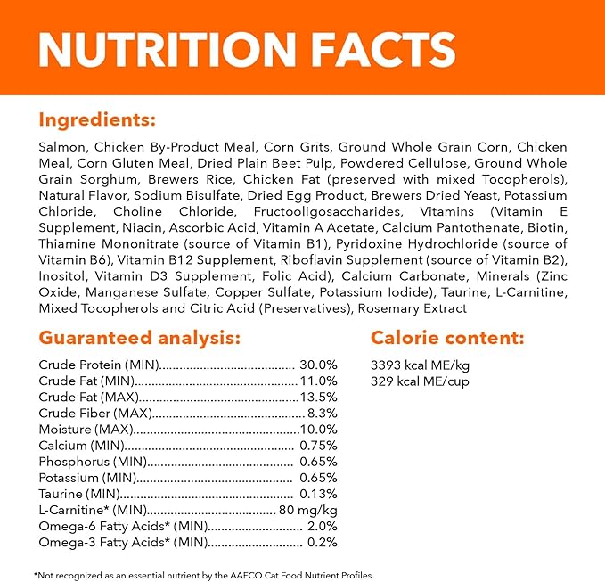 IAMS Proactive Health Indoor Weight & Hairball Care Adult Dry Cat Food with Salmon, 22 lb. Bag