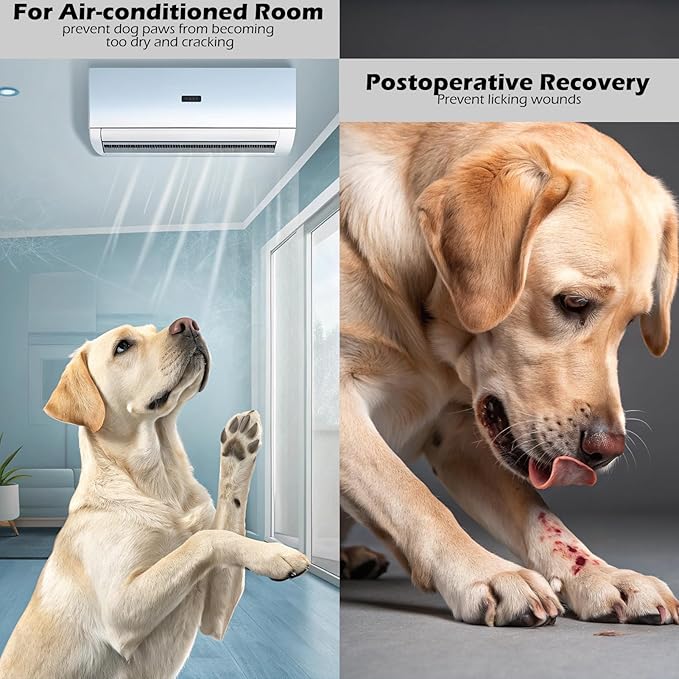 EXPAWLORER 6Pcs Anti Slip Dog Socks to Prevent Licking Paws, Dog Shoes for Winter, Double Sides Dog Boots & Paw Protectors Booties for Hardwood Floors with Grippers Small Medium Large Senior Dogs, S