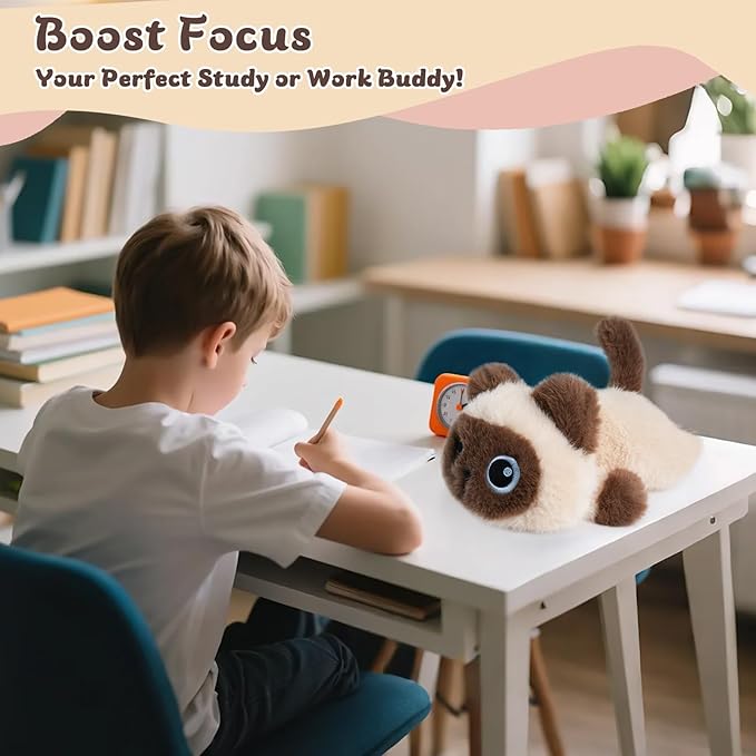 1.9lbs Weighted Stuffed Animals Siamese Cat - Siamese Cat Plush Toy, Cute cat Stuffed Animal Cuddle Plushies Gift for Kids & Adults