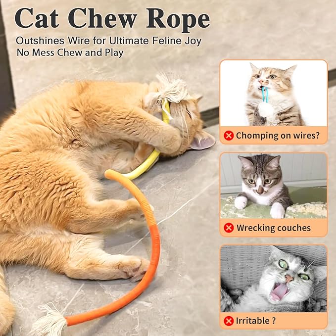 Retro Shaw 23.6 Inches Cat Toys Chew Ropes with Catnip, Safe String Kitten Teeth Cleaning Toys for Indoor Cats Kitty, Interactive Cat Nip Kicker Pet Toys, 3 Pack