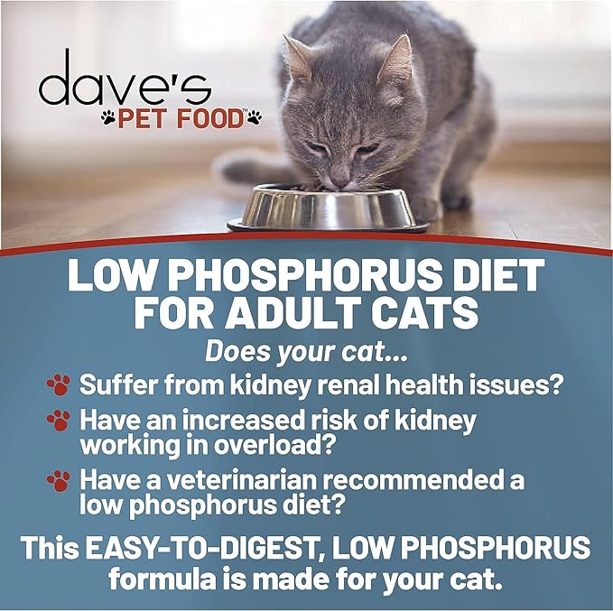Dave's Pet Food Kidney Support Wet Canned Cat Food for Renal Health (Chicken Liver & Chicken Pate), Non-Prescription Low Phosphorus Restricted Diet 5.5 oz,(24 Pack)