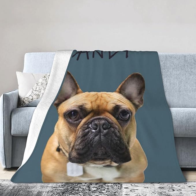 Funnylife Custom Pet Portrait Blankets 60" x 80" Personalized Dog Photo Blanket for Dog Dad & Mom Gifts for Pet Owner