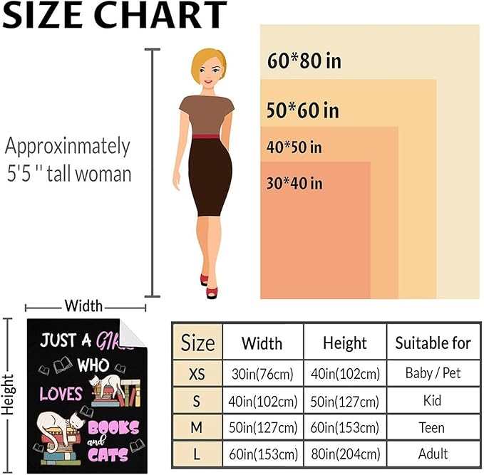 Cat Blanket Gifts - 50"x60" Cute Throw Blanket for Adults Kids - Black Soft Plush Throws for Bed, Couch & Travel