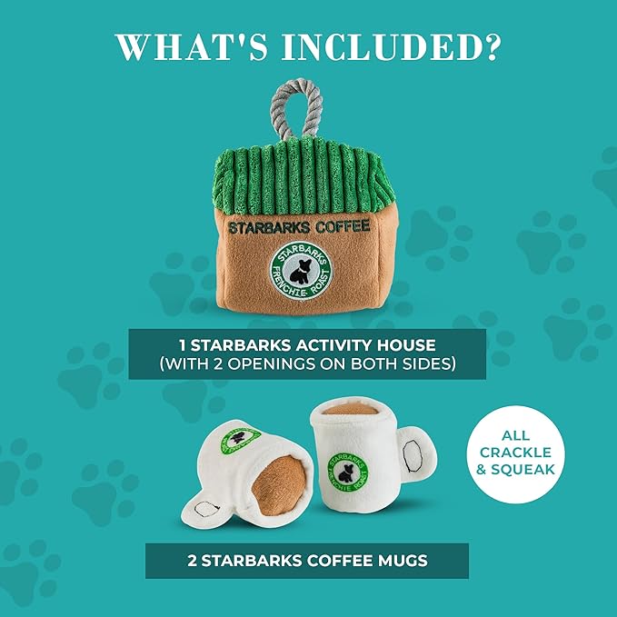 Haute Diggity Dog Starbarks Activity House, Plush Designer Dog Toys with Interactive Squeaker, Stimulating Pet Enrichment, Machine-Washable & Safe Materials for All Breeds, One Size