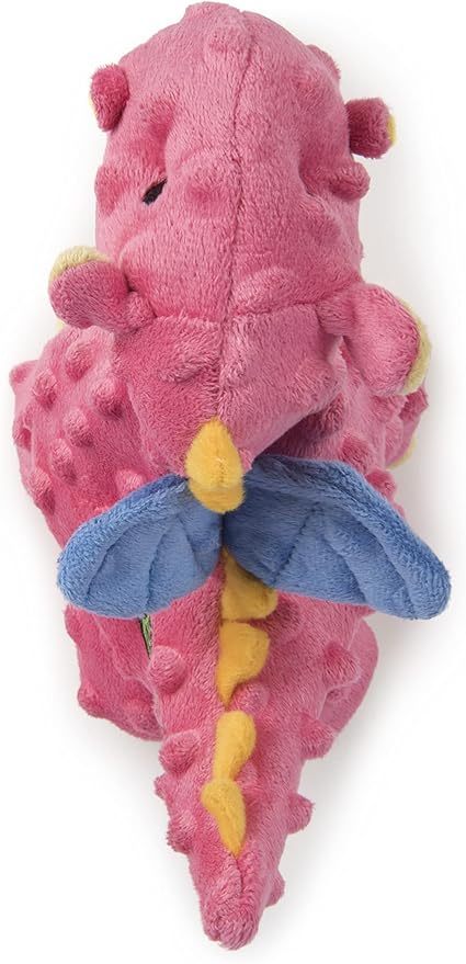 goDog Bubble Plush Dragons Squeaky Dog Toy, Chew Guard Technology - Coral, Small