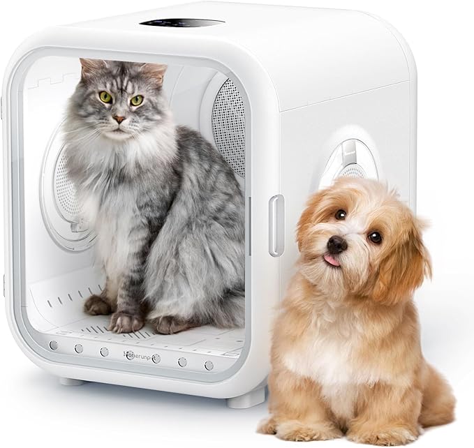 HomeRunPet Cat Dryer, 360° Efficient Automatic and Quiet Box with Smart Temperature Control, Ideal for Cats and Medium Dogs (62L Drybo Pro Pet Dryer Box)