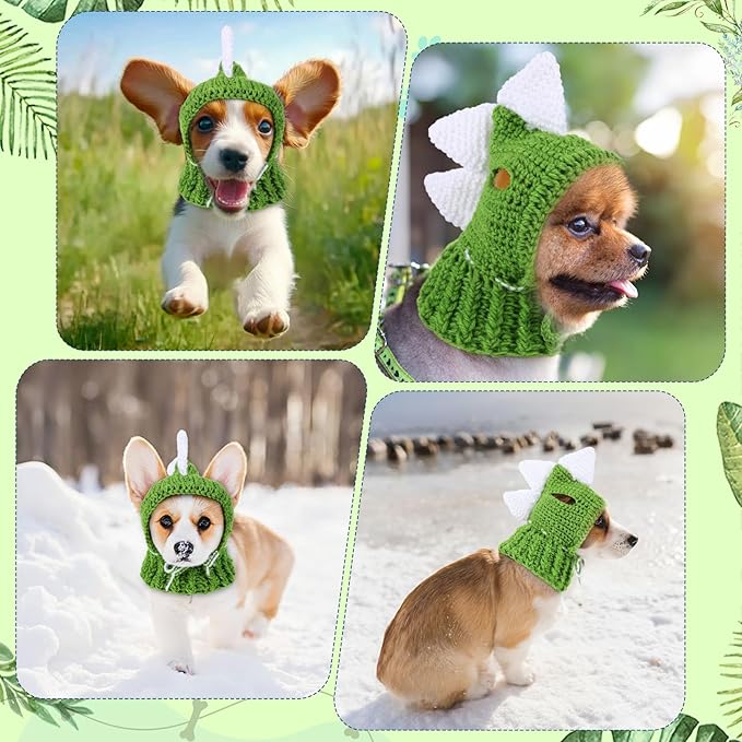 Dinosaur Costume Pet Crochet Cute Hat Cotton Soft Knitted Hats for Cats Kitten Puppy Pets Winter Costume