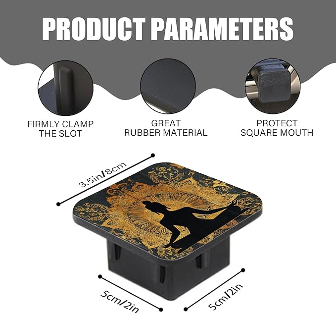 Hitch Cover Fits for 2-Inch Hitch,Meditating Figure in Black and Gold Rubber Trailer Hitch Cover Tube Plug Insert,Car Exterior Accessories, Receiver Tube Hitch Plug