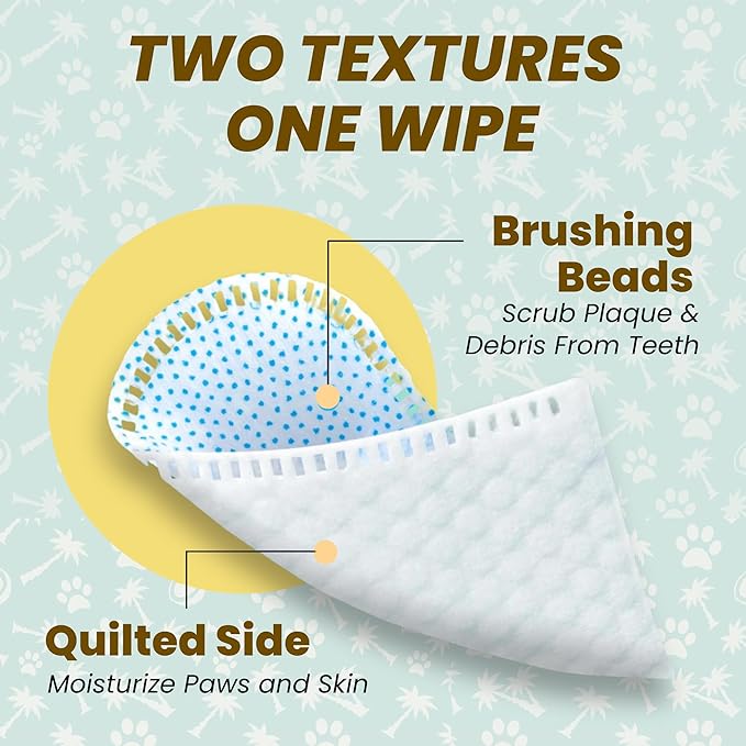 Dog Teeth Cleaning Wipes Ear Nose Paws Fur Cleaner Pure Coconut Oil 2 Packs of 50