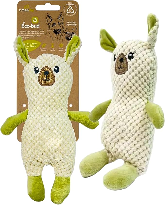 Eco-Bud Happy Pet Toy for Dogs, Densely Woven Squeaky Dog Toys with Built in Squeak, Long-Lasting and Durable Dog Toys, Recycled Plush Dog Squeaky Toys