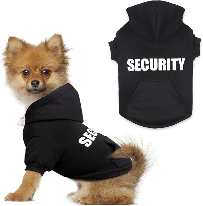 Dog Hoodie Security Dog Sweater Soft Brushed Fleece Pet Clothes Hoodie Sweatshirt with Pocket Sweaters for Small Dogs(XS)