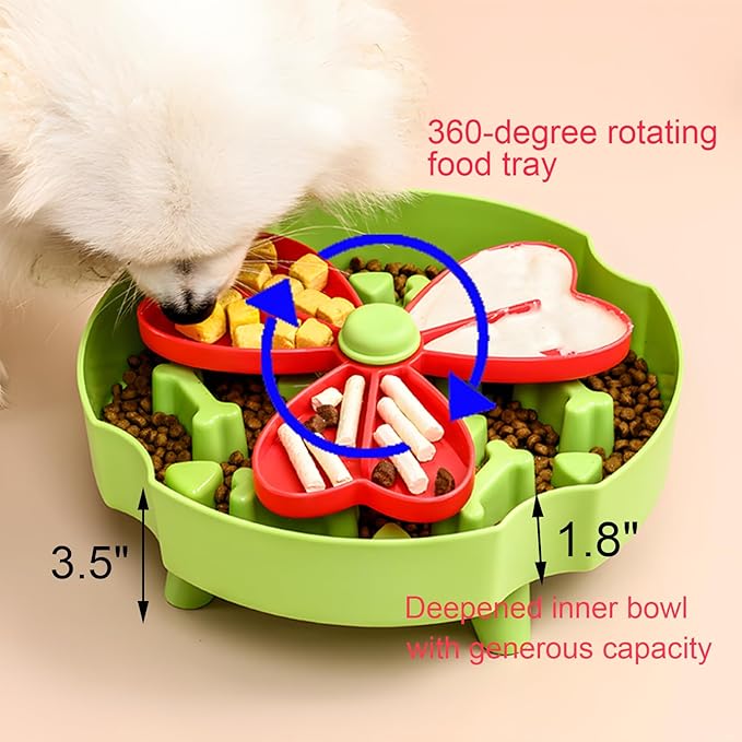 Elevated Slow Feeder Bowl for Cats and Dogs - Raised Puzzle Food Dish with Non-Slip Stand, Anti-Choke Maze Design for Fast Eaters, Indoor Pets - Improves Digestion for Kittens, Puppies (Green)