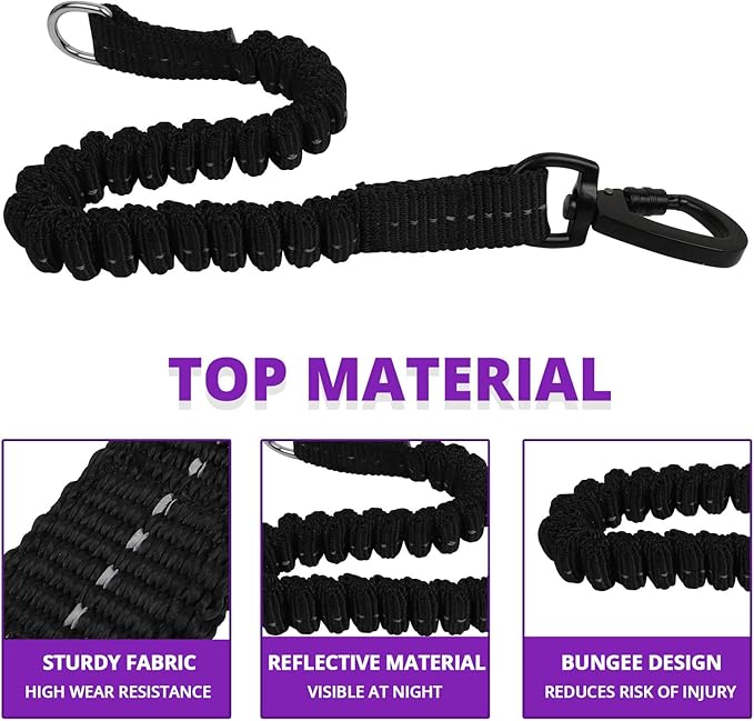 Long Dog Leash 50 FT: Heavy Duty Rope Leashes for Dogs Training with Swivel Lockable Hook Reflective Threads Bungee and Padded Handle - Dog Lead for Large Small Medium Dogs Outside Walking Hiking