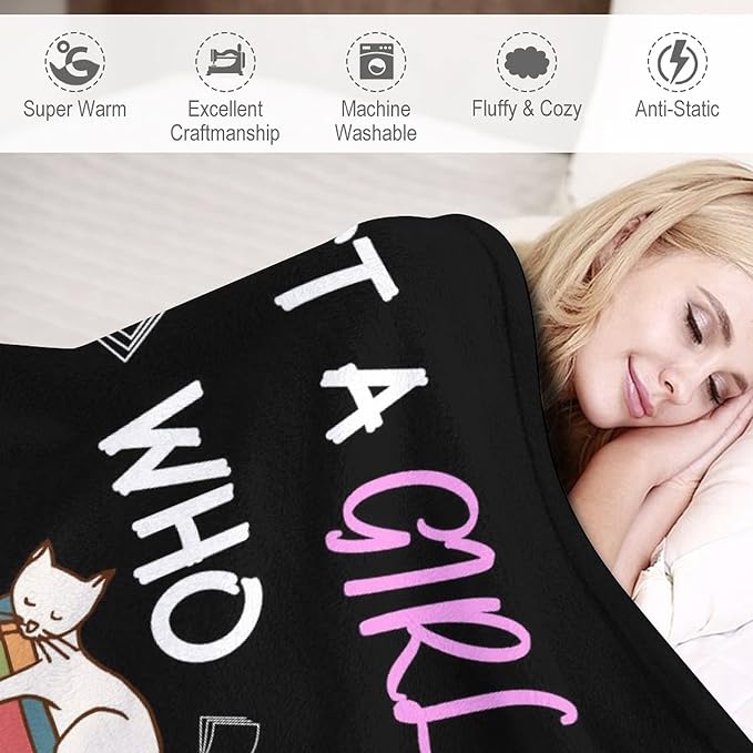 Cat Blanket Gifts - 30"x40" Cute Throw Blanket for Adults Kids - Black Soft Plush Throws for Bed, Couch & Travel