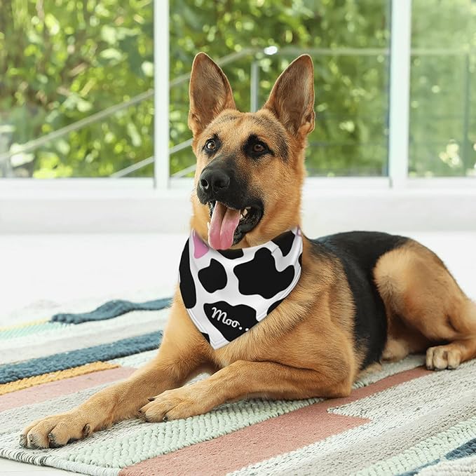 Cow Pink Print Cute Country Rustic Farmhouse Dog Bandana Scarf Triangle Bibs Pet Accessories Cat Kerchief