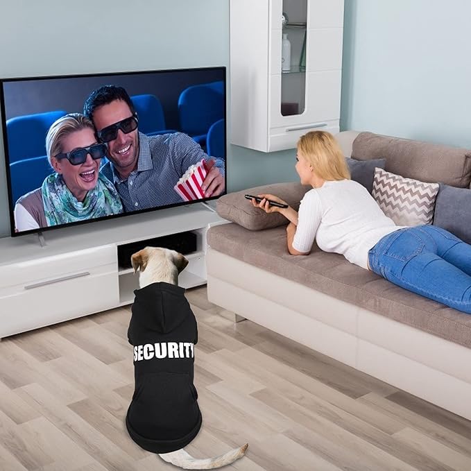 Dog Hoodie Security Dog Sweater Soft Brushed Fleece Clothes Hoodie Sweatshirt with Pocket for Small Medium Large Dogs (Small)