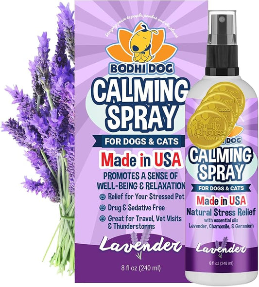 Bodhi Dog Natural Calming Spray for Dogs - Anxiety Relief for Grooming, Travel, Fireworks & More - Gentle Care for Pets - Made in USA - Calming Lavender Scent (8 Fl Oz)