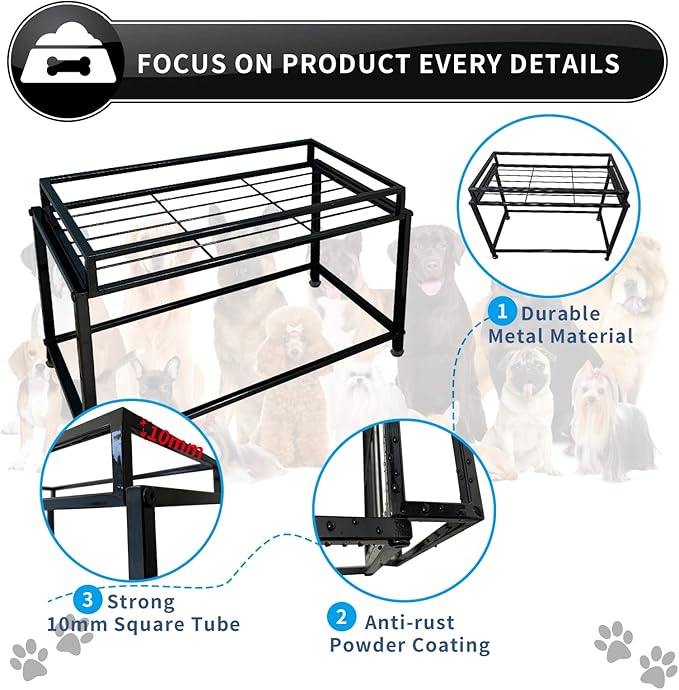 Lifted Dog/Cat Bowl Stand, Raised Dog Bowl Holder for Existing Bowls, 4 Adjustable Heights for Puppy, Small, Medium and Large Size Dogs.