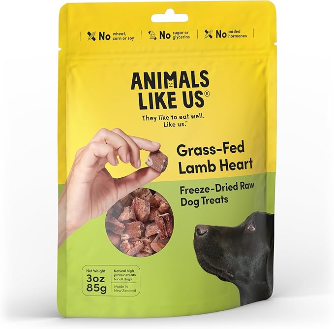 Premium Dog Treats, Freeze-Dried Raw 100% Grass-Fed Lamb Heart, Single Ingredient, Protein Rich, Non-GMO, No Wheat or Corn, 3 oz