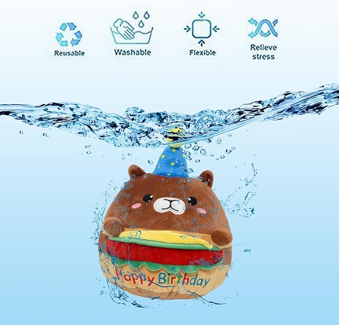 Hamburger Capybara Plush Stuffed Animal Capybara Plush Wear Birthday Hat Kawaii Stuffed Toys Soft Home Plushie Decoration Gifts for Boys Girls