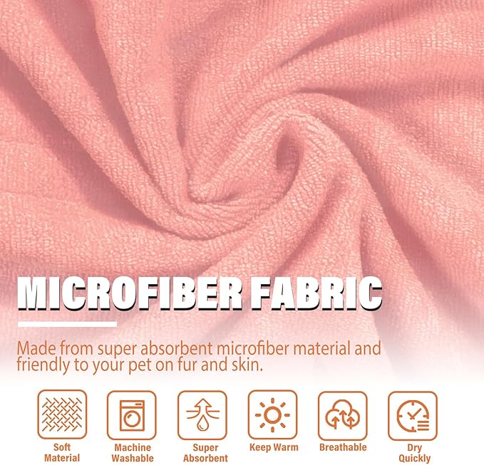 Dog Robe - Fast Drying Towel - Microfiber Super Absorbent Pet Bathrobe, Adjustable Collar & Belly Strap (Pink, XXX-Large)