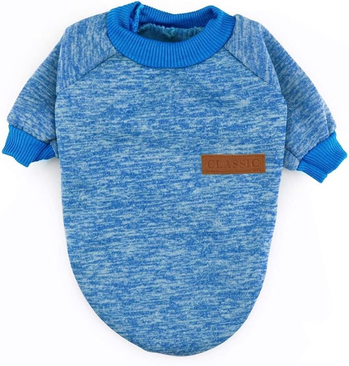 Idepet Pet Dog Classic Knitwear Sweater, Soft Fleece Coat for Small,Medium Dog,Warm Pet Dog Cat Clothes,Soft Puppy Customes (M, Blue)