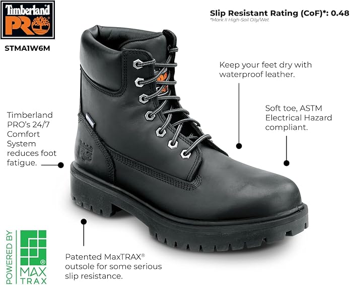 Timberland PRO 6IN Direct Attach Men's Soft Toe MaxTRAX Slip-Resistant Work Boot