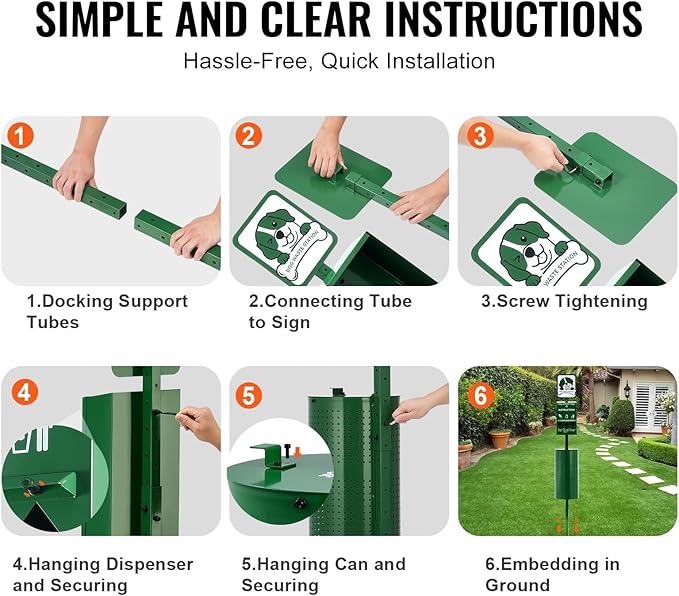 VEVOR Pet Waste Bin, 11.5 Gallon Dog Poop Station with 50 Liners & 600 Bags, Outdoor Dog Waste Disposal System