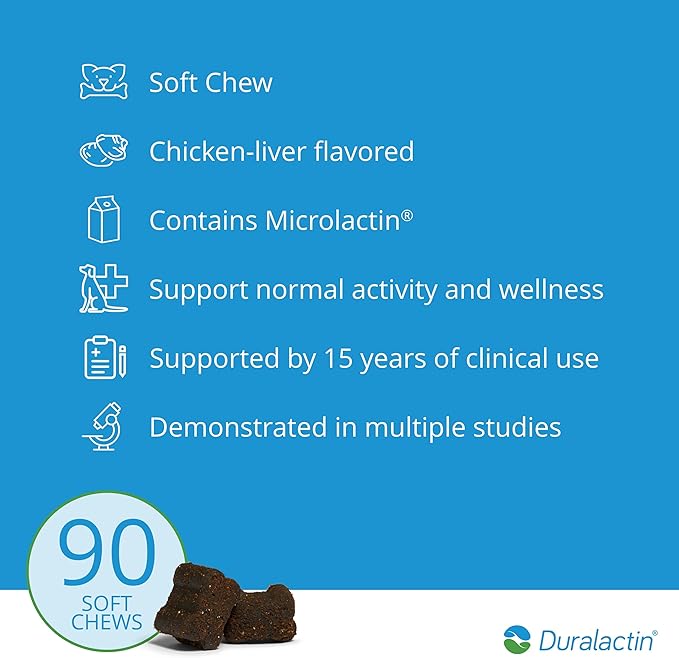 PRN Pharmacal Duralactin Canine Joint Plus - Joint Health Supplement for Dogs & Puppies to Support Healthy Cartilage Levels & Joint Function While Helping Manage Soreness - 90 Soft Chews