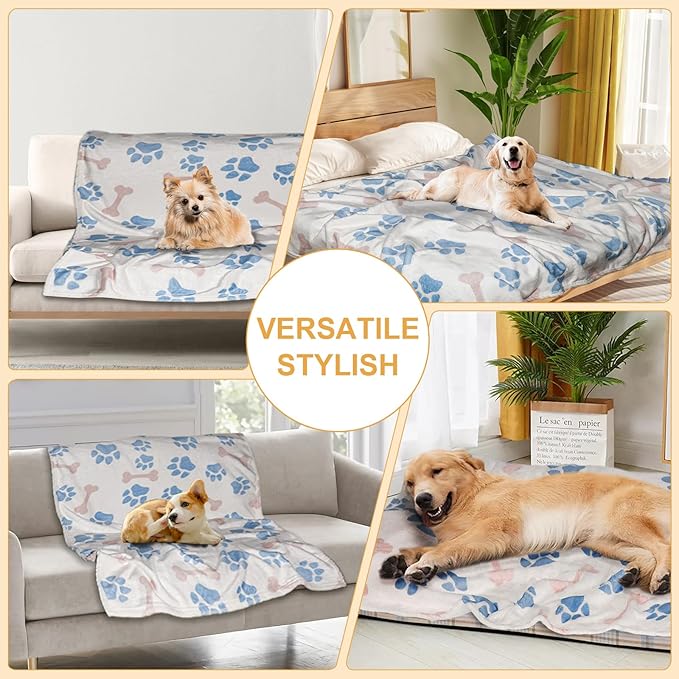 Dog Blanket for Medium Dogs Washable - Soft Fluffy Puppy Blanket with Premium 300GSM Coral Fleece, Cozy Calming Cat Blankets for Indoor Cats for Kitten Doggy,White