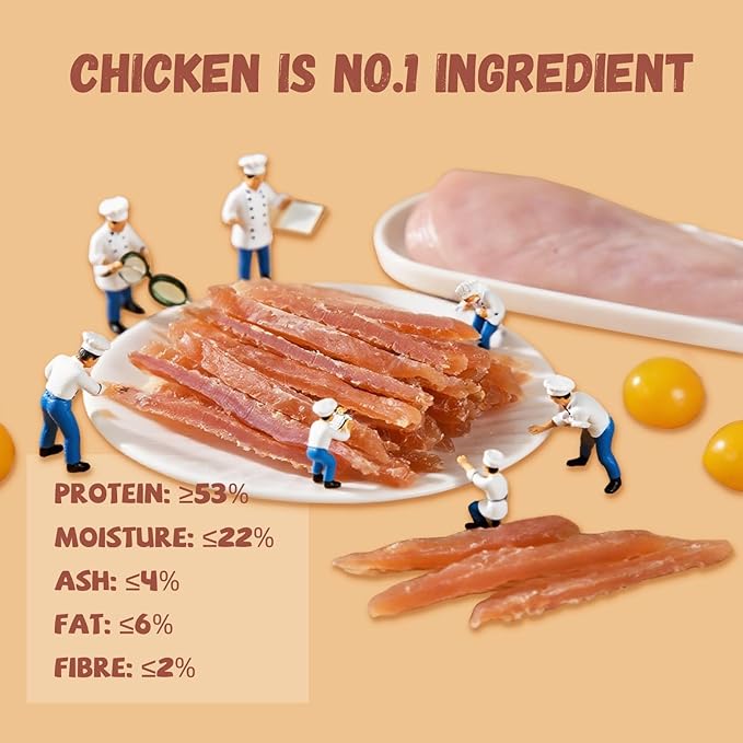 Chicken Jerky Strips Dog Treats, Natural Dehydrated Chicken Snacks w/Taurine, Soft & Chewy Training Treats for Small Medium Large Dogs, Rawhide-Free, Grain-Free, 10.6 oz