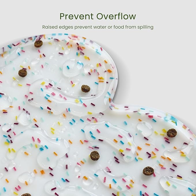 Dog Food Mat Anti-Slip Silicone Dog Bowl Mat Thicker Pet Placemat Waterproof Cat Feeder Pad with Raised Edge Puppy Kitten Feeding Mats Suitable Small Medium-Sized Dogs Cats Eating Tray