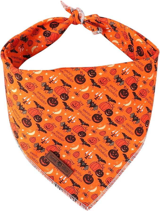 Lionet Paws Cotton Dog Bandanas,Hallows Eve Comfortable Dog Bandana Bibs Scarf Dogs Kerchief,Fall Orange Scarves for Small Medium Dogs Pets