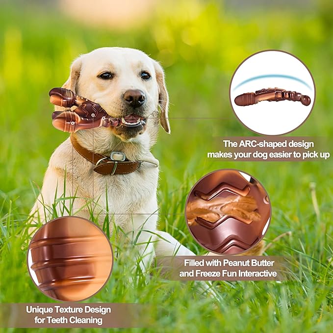 PETSTA Indestructible Dog Toys for Aggressive Chewers, Extreme Tough Dog Toys for Large Dogs, Real Beef Flavored, Dog Bone for Medium/Large Dogs Breed