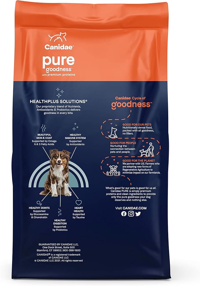 Canidae Pure Limited Ingredient Premium Adult Dry Dog Food, Real Lamb, Goat & Venison Meals Recipe, 4 lbs, Grain Free