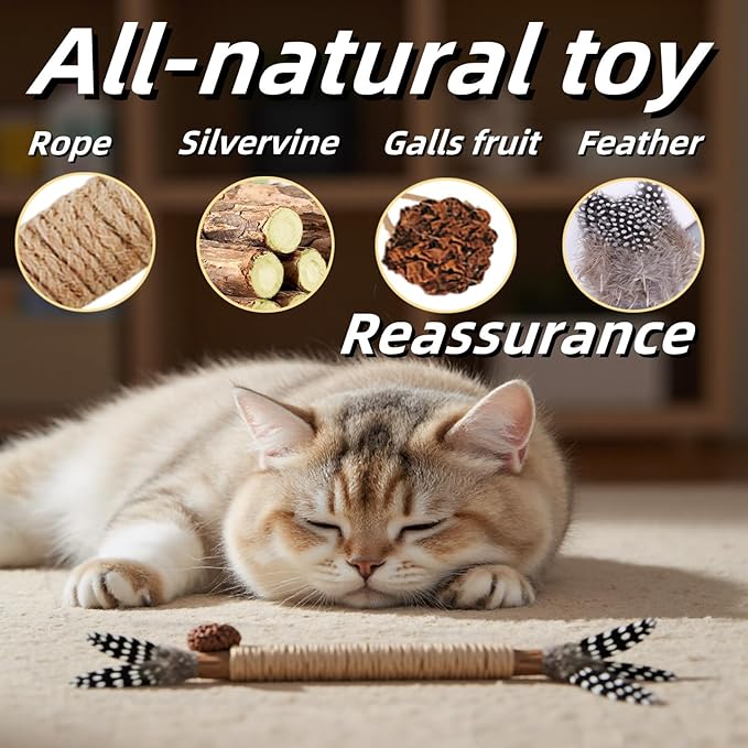 Cat Toys,14Pack Silvervine Cat Feather Toy Kitten Chew Stick Catnip Treat for Cleaning Teeth Indoor Kitty Teaser Wand Molar Snack Interactive Pet Rabbit Bunny Hamster Guinea Pig