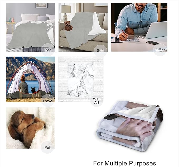 Custom Blanket with Photo, Customizable Collage Blankets Picture Personalized Gift for Lover/Friends/Family/MOM/DAD, Customized Throws Souvenir for Christmas Birthday Wedding Get Together