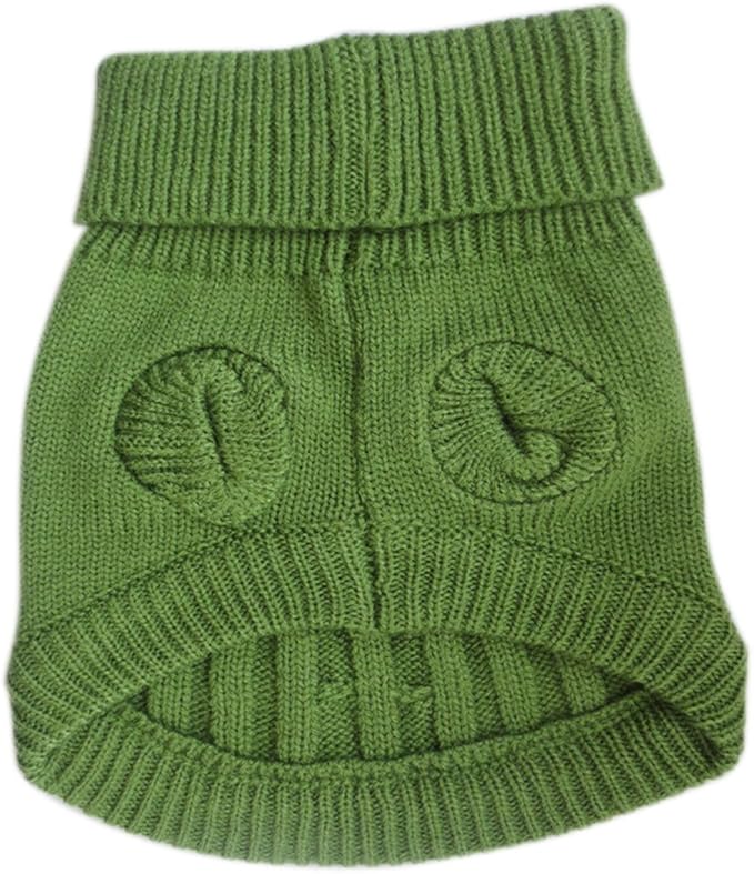 Tangpan Turtleneck Classic Straw-Rope Pro Pet Dog Sweater Apparel (Green,L)