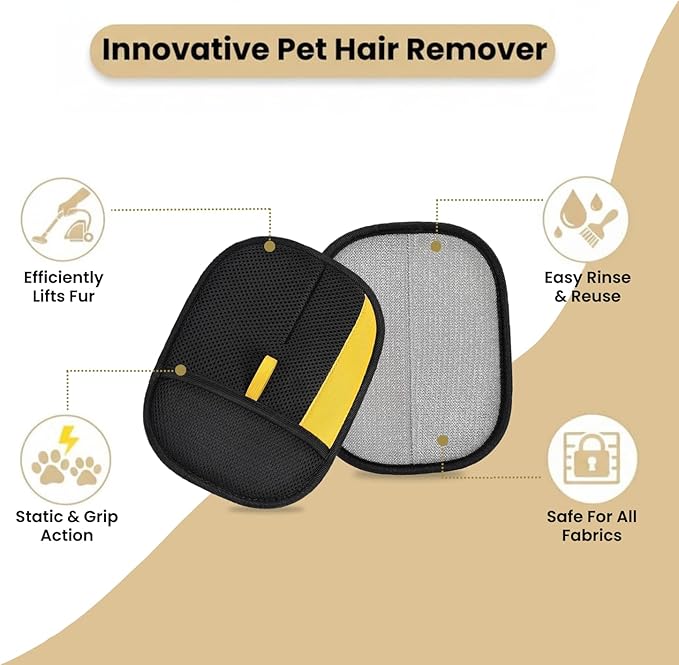 2pcs Pet Hair Removal Gloves for Cats & Dogs – Newly Upgraded Electrostatic Pet Hair Glove – Lint Removal Gloves for Sofa, Couch, Car Seat & Clothe – Magic Brush Pet Hair Remover – Catch Glove for Fur
