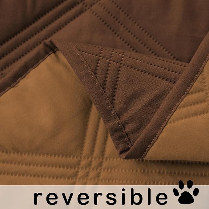 fuguitex Waterproof Dog Blanket Reversible for Small Dogs Resistant Leakproof Washable Couch Cushion Bed Protector Cover for Indoor Furniture Pet Friendly（82"*102",Brown+Chocolate