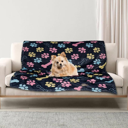 Dog Blanket for Medium Dogs Washable - Soft Fluffy Puppy Blanket with Premium 300GSM Coral Fleece, Cozy Calming Cat Blankets for Indoor Cats for Kitten Doggy, Navy Blue