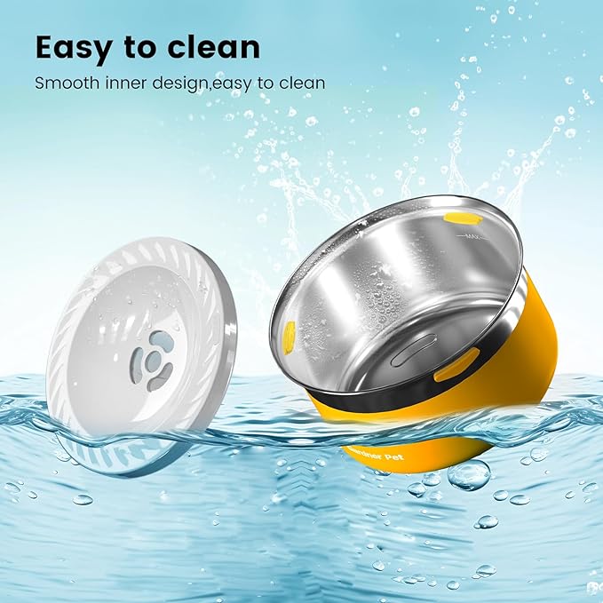 Gardner Pet Dog Bowls 1 Gallon (3.85L) Stainless Steel No Spill Dog Water Bowl, Slow Water Feeder Metal Bowls, Spill Proof Water Dispenser for Large Dogs, Promotes Healthy Hydration(Orange)