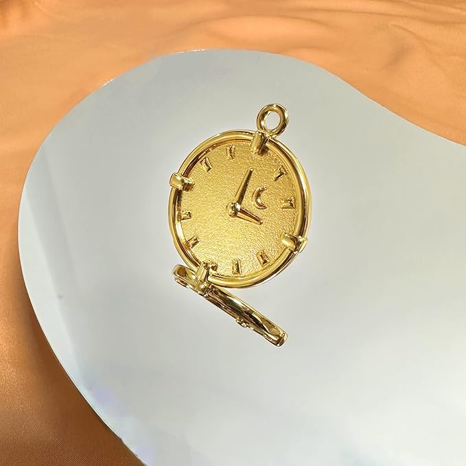 Dogs ID Tags Personalized Double Sided Deep Engraved Cat & Dog Collar Charm Round Shape Frosting Process Silver/Gold Plated (Clock-Gold)