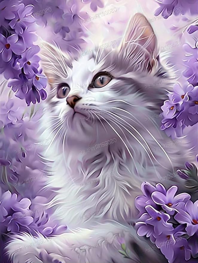 500 Piece Puzzles for Adults - Lavender Cat Wooden Jigsaw Puzzle for Adults Beginners, Unwind from Daily Life, for Family Bonding Activities